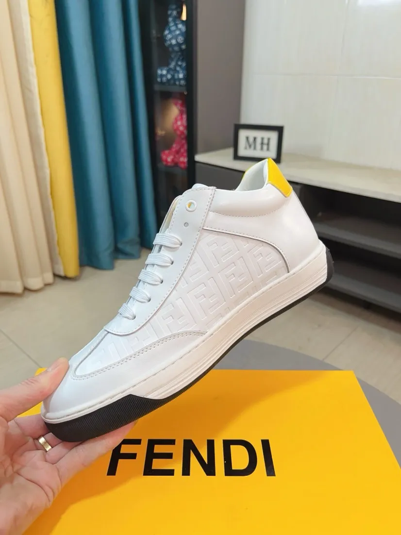Ex-factory price 420🌹🌹【fendi Fendi】: 🔝High-end brand of men's shoes: high-top series: official website 1:1 latest masterpiece: the upper is made of brand fabric with imported cowhide technology, ➕🐑made in sheepskin👍, making walking more convenient and comfortable, a stunning work, compared with the official quality, the beautiful 1:1 replica [color]! Create a fashionable personality to set off your uniqueness! A must-have for trendy men! 🔥Size: 38-44.